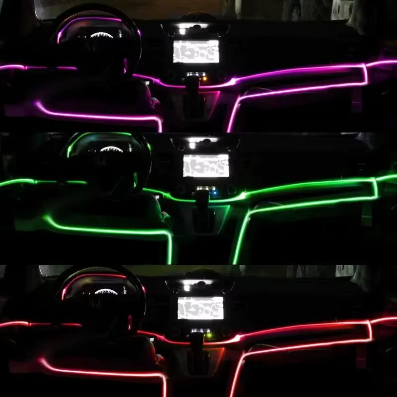 Transform Your Ride with the APP Colorful USB Powered Car Interior LED Light – 5M Fiber Ambient Glow with Multiple Color Modes