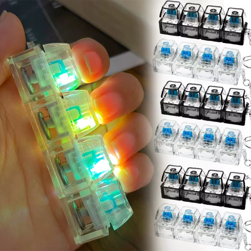 Luminous 4-Keys Keyboard Keychain Toy - Stress Relief Fidget Pendant with LED for Fun and Relaxation